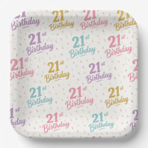 21st Birthday Paper Plates, Twenty-First Party Plates