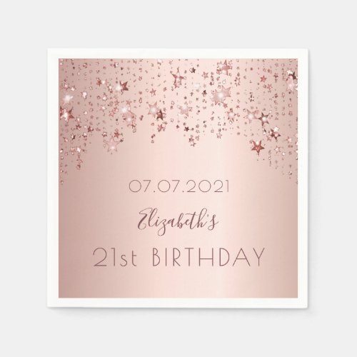 21st birthday party 21 rose gold stars pink napkins