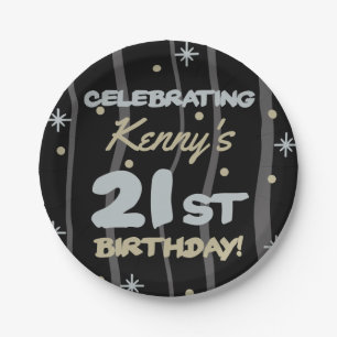 21st Birthday Party Add Your Name Paper Plates
