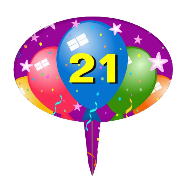 21st Birthday Party Age Custom Oval Cake Pick (Front)