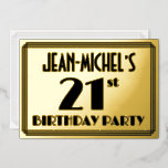 [ Thumbnail: 21st Birthday Party — Art Deco Look “21” + Name Invitation ]