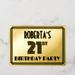 [ Thumbnail: 21st Birthday Party — Art Deco Style “21” & Name Invitation ]