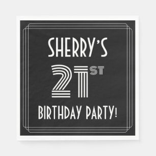 21st Birthday Party: Art Deco Style + Custom Name Napkins