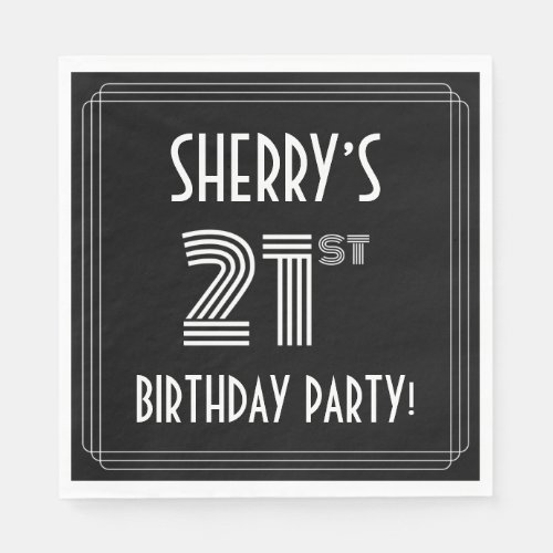 21st Birthday Party Art Deco Style  Custom Name Napkins