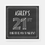 [ Thumbnail: 21st Birthday Party: Art Deco Style + Custom Name Napkins ]