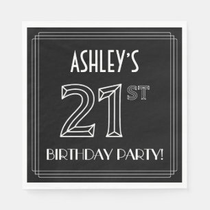 21st Birthday Party: Art Deco Style + Custom Name Napkins