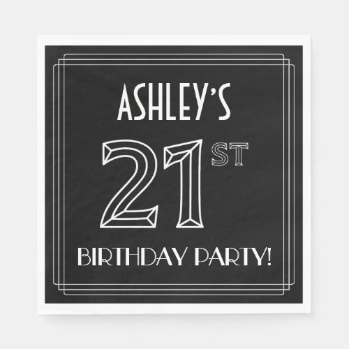 21st Birthday Party Art Deco Style  Custom Name Napkins