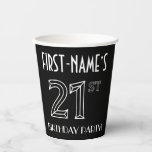 [ Thumbnail: 21st Birthday Party: Art Deco Style + Custom Name Paper Cups ]