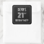 [ Thumbnail: 21st Birthday Party: Art Deco Style & Custom Name Sticker ]