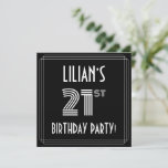 [ Thumbnail: 21st Birthday Party: Art Deco Style W/ Custom Name Invitation ]