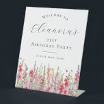 21st Birthday Party August Birth Flower Welcome Pedestal Sign<br><div class="desc">Elegant summer watercolor pink gladiolus flowers create a beautiful floral border at the bottom of this birthday party welcome tabletop pedestal sign. Gladiolus flowers are the July birth flower that signify strength and love. A trendy font combination gives it a modern aesthetic. All of the text is editable.</div>