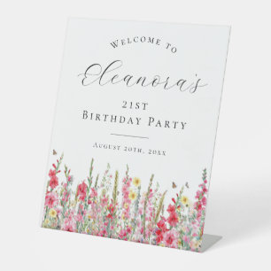 21st Birthday Party August Birth Flower Welcome Pedestal Sign
