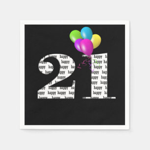 21st birthday party balloons napkins