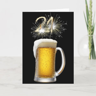 21st Birthday Party Beer and Sparklers Card