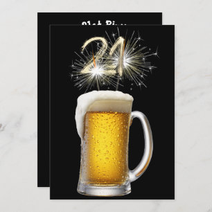 21st Birthday Party Beer and Sparklers Invitation