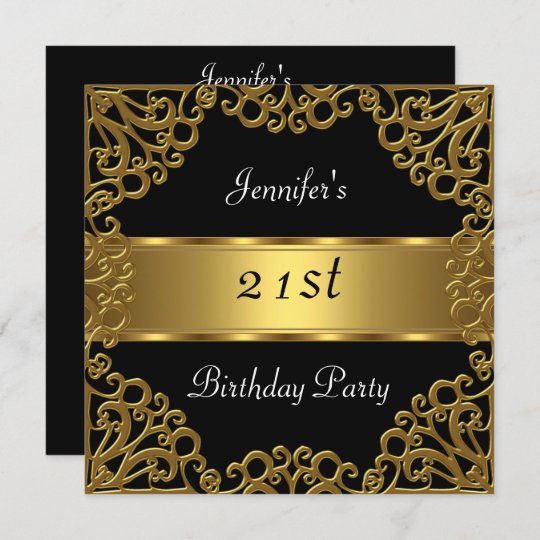 21st birthday Party Black Gold Invitation | Zazzle.com