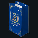 21st Birthday Party Blue and Gold Glitter Frame Small Gift Bag<br><div class="desc">21st Birthday Party Blue and Gold Glitter Frame Small Gift Bag. For further customization,  please click the "Customize it" button and use our design tool to modify this template.</div>