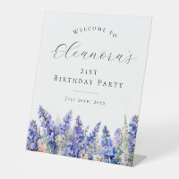 21st Birthday Party Blue July Birth Flower Welcome