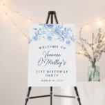 21st Birthday Party Blue Rose Floral Welcome Foam Board<br><div class="desc">Welcome your guests in style with this blue floral welcome sign. All text is editable.</div>