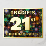 [ Thumbnail: 21st Birthday Party: Bold, Colorful Fireworks Look Postcard ]