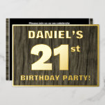[ Thumbnail: 21st Birthday Party: Bold, Faux Wood Grain Pattern Invitation ]