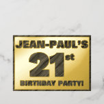 [ Thumbnail: 21st Birthday Party — Bold, Faux Wood Grain Text Invitation ]