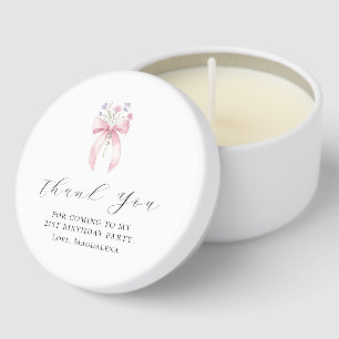 21st Birthday Party Bow Personalized Thank You Mini Candle Favors