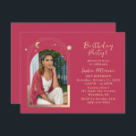 21st Birthday Party Celestial Photo Magenta Gold Invitation<br><div class="desc">21st Birthday Party Twenty One Twenty First Celestial Photo Magenta Gold Sun Moon Stars Invitations Invites features the sun, moon and stars with a gold frame on a magenta background. Personalize by editing the text in the text boxes provided and adding your favorite photo. PHOTO TIP: center your photo before...</div>