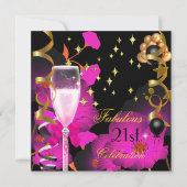 21st Birthday Party Champagne Gold Pin Celebration Invitation (Front)