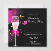 21st Birthday Party Champagne Gold Pin Celebration Invitation (Back)