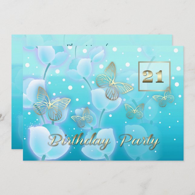 21st Birthday Party Custom Invitations (Front/Back)