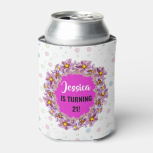 21st Birthday Party Custom Name Tropical Colors Can Cooler
