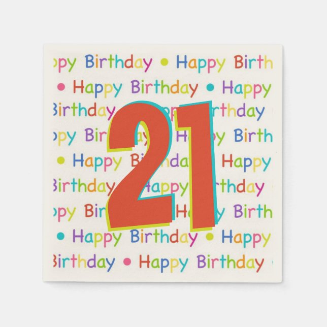 21st Birthday Party Customizable Age Napkins (Front)