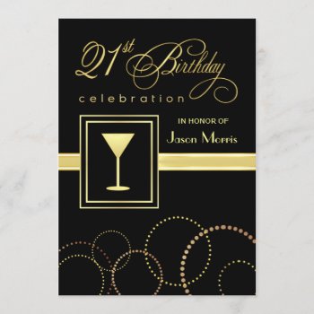 21st Birthday Party Elegant Champagne Invitations by SquirrelHugger at Zazzle