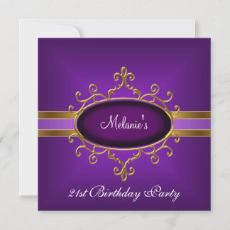 21st Birthday Party Elegant Purple Gold Invitation