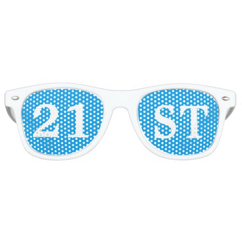 21st Birthday Party Favor Cool Blue White Retro Sunglasses