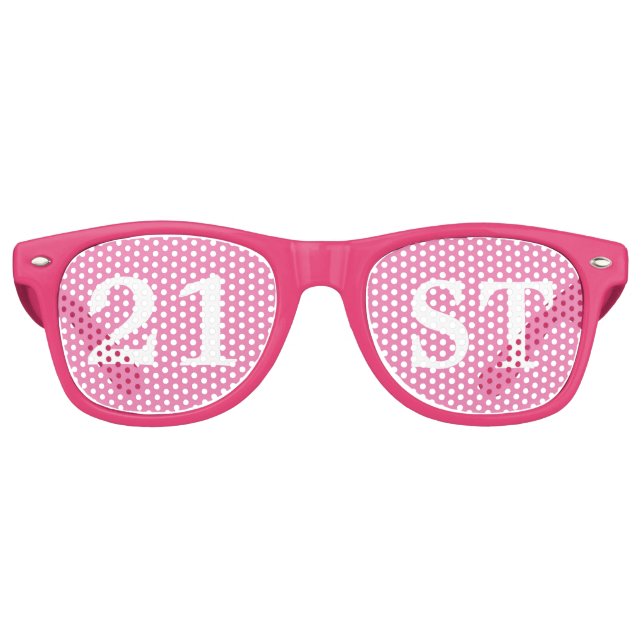 21st Birthday Party Favor Cute Pink White Retro Sunglasses (Front)