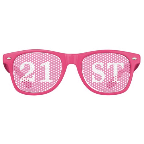 21st Birthday Party Favor Cute Pink White Retro Sunglasses