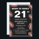 21st Birthday Party Football Black Dad Sport Invitation<br><div class="desc">21st Birthday party for a football fan,  dad,  for him. Black and white,  modern,  elegant Birthday party invitation. Please personalize it with your details.</div>