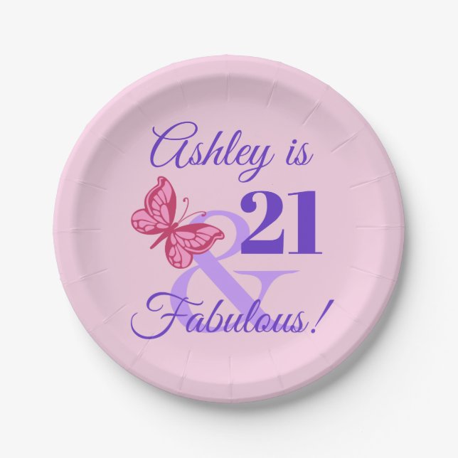 21st Birthday Party For Girls Paper Plates (Front)