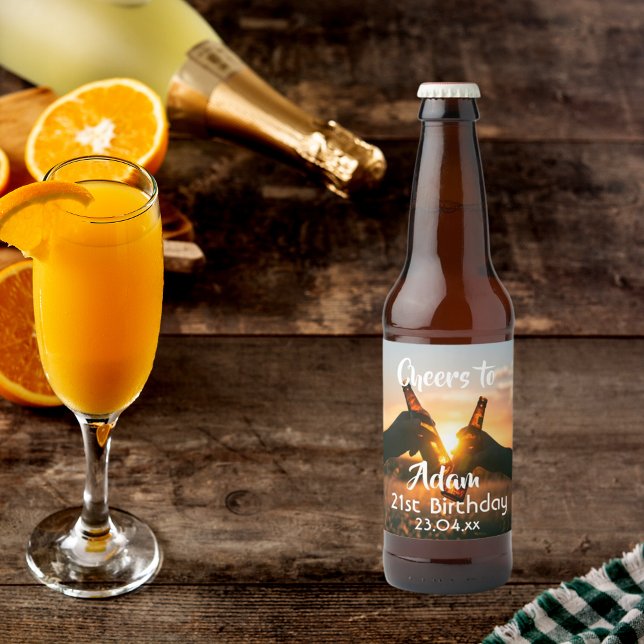 21st birthday party for guys cheers beer bottle label (Creator Uploaded)