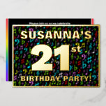 [ Thumbnail: 21st Birthday Party — Fun, Colorful Music Symbols Invitation ]