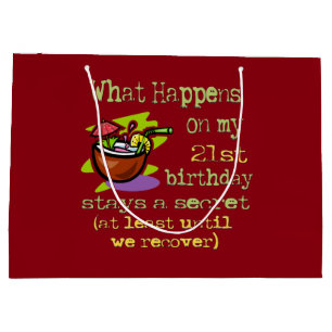 21st Birthday Party Gifts. What happens on my 21st Large Gift Bag