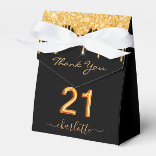 21st birthday party glitter black gold sparkle favor boxes