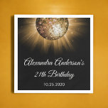 21st Birthday Party Gold Disco Ball Napkins<br><div class="desc">Gold 21st Birthday Party Gold Disco Ball Party Napkins. The Gold and Black 21st Birthday Party Napkins are perfect for a modern fiftieth Birthday Disco Dance Party.</div>