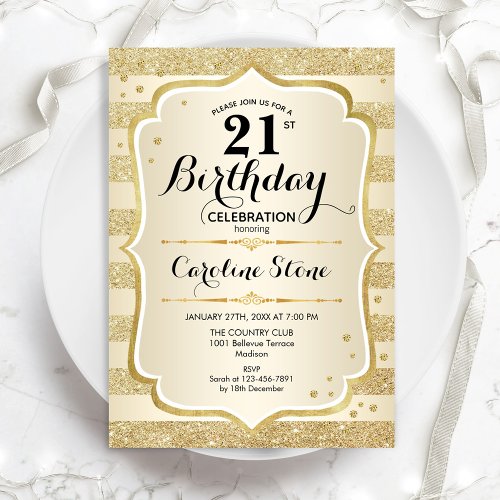 21st Birthday Party _ Gold Invitation