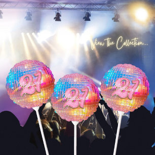 21st Birthday Party Gold Pink Glitter Disco Ball Balloon