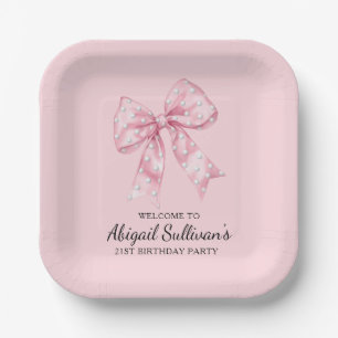 21st Birthday Party Golf Theme Pink Bow Golf Ball Paper Plates