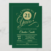 21st Birthday Party - Green Gold Invitation (Front/Back)