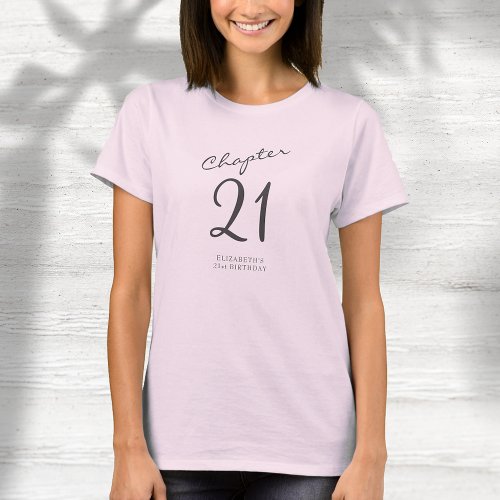 21st Birthday Party Grey Script Pink T_Shirt